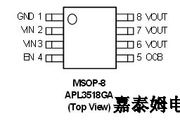 The APL3518G of power switches are designed for USB  applications. The 62mΩ N-channel MOSFET power switch  satisfies the voltage drop requirements of USB  specification.